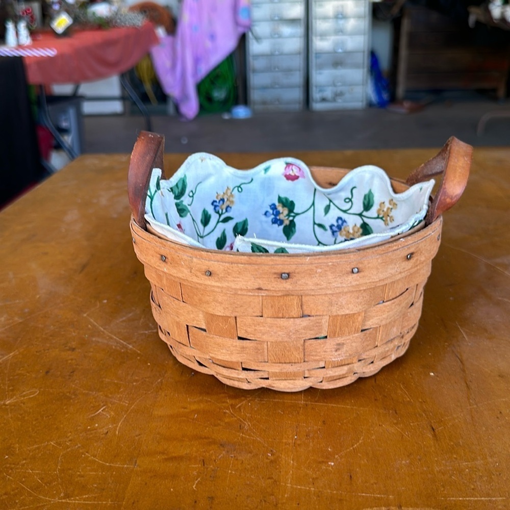 LONGABERGER basket 1990 small dining basket with leather handles​​